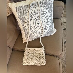 Handcrafted Crochet White Crossbody Bag NEW